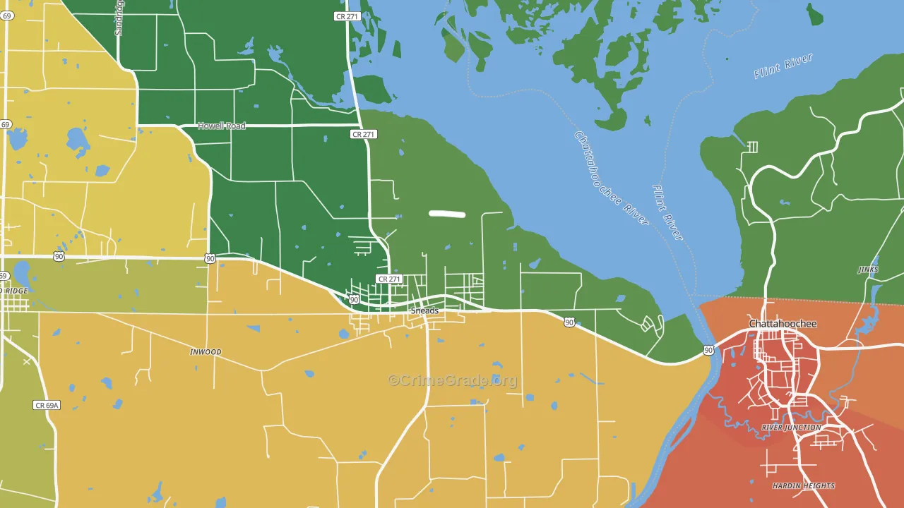Sneads, FL Map of Murder Rates