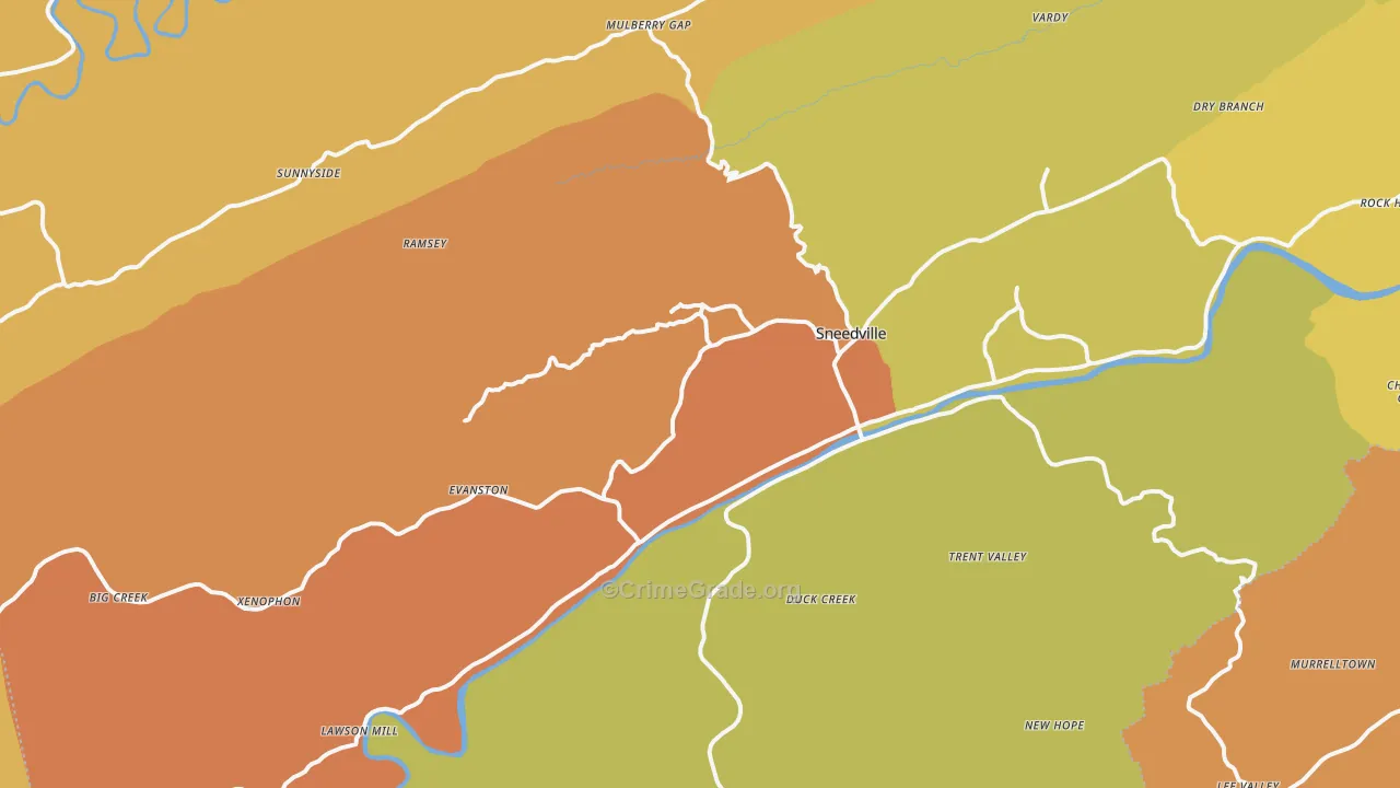 Sneedville, TN Map of Murder Rates