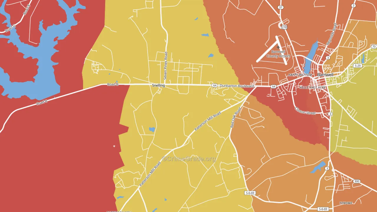 Snelling, SC Map of Murder Rates