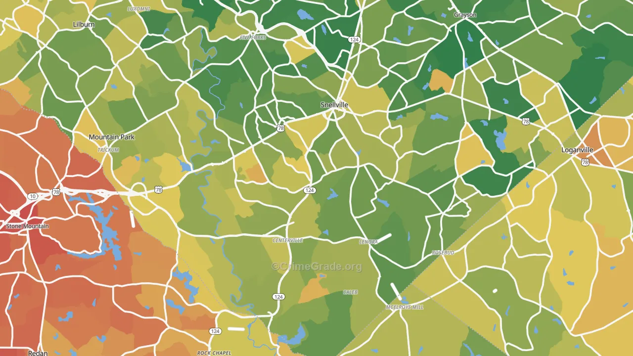 Snellville, GA Map of Murder Rates