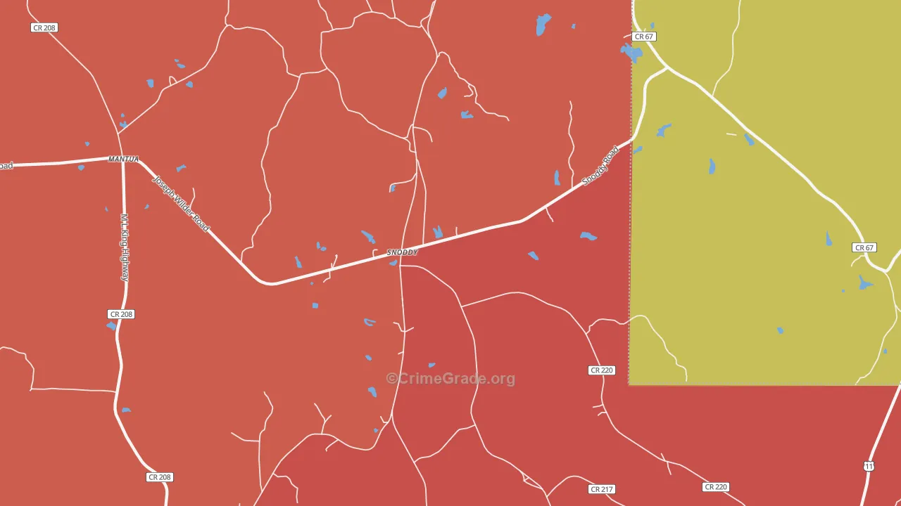Snoddy, AL Map of Murder Rates