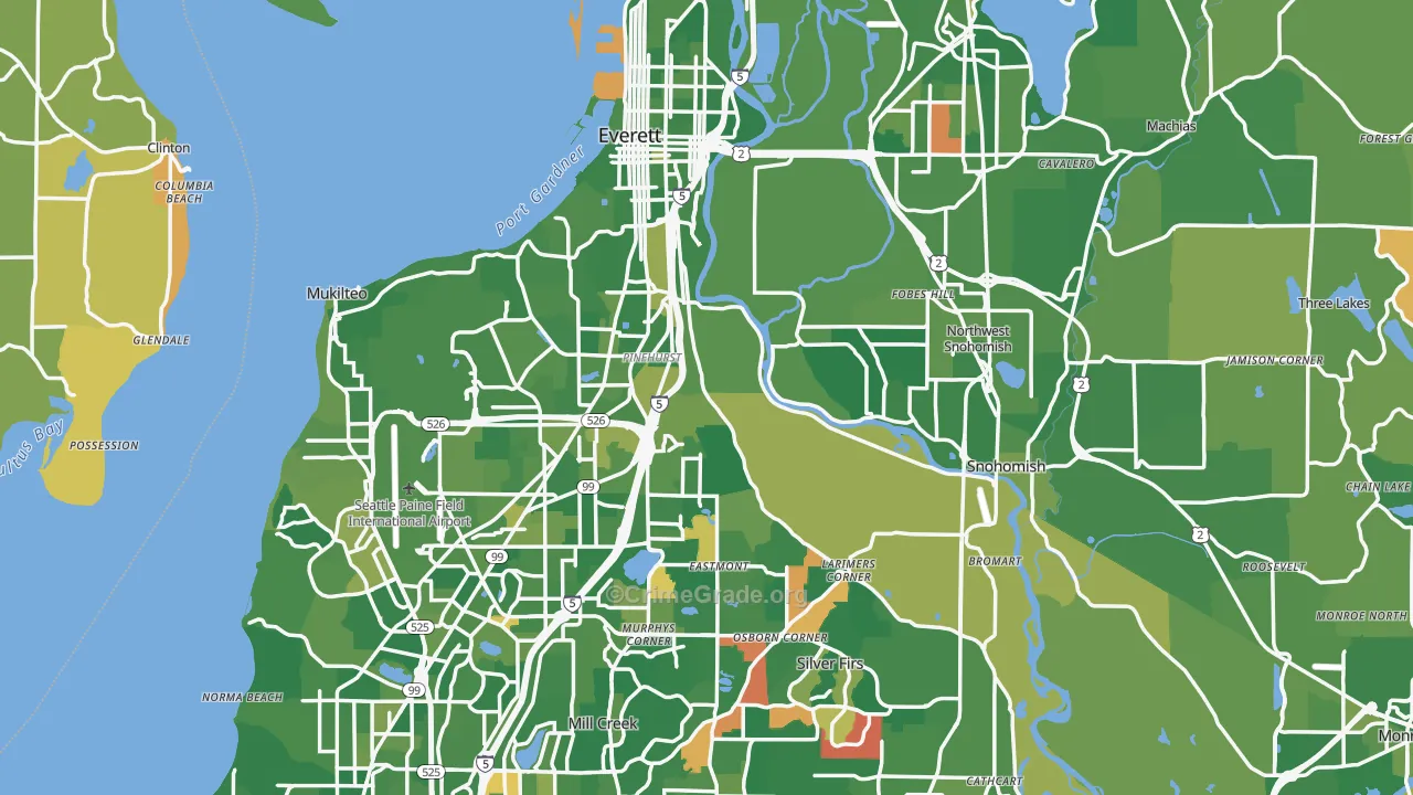 Snohomish County, WA Map of Murder Rates