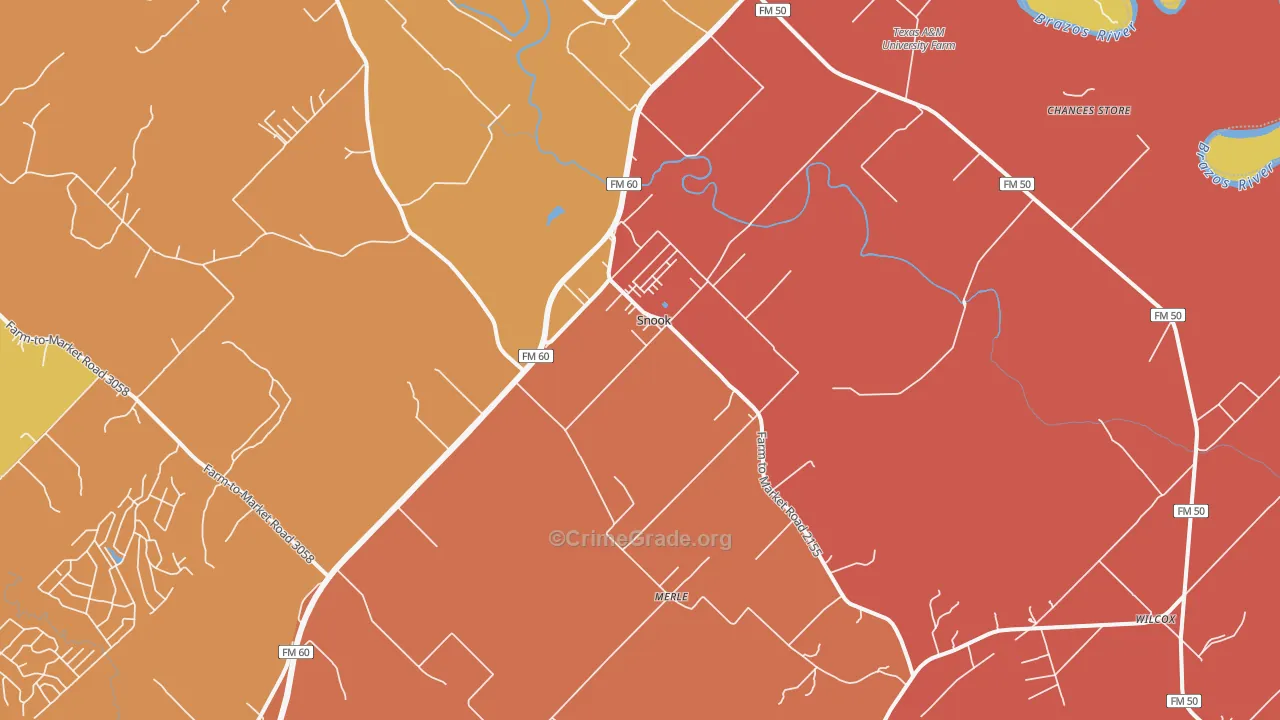 Snook, TX Map of Murder Rates