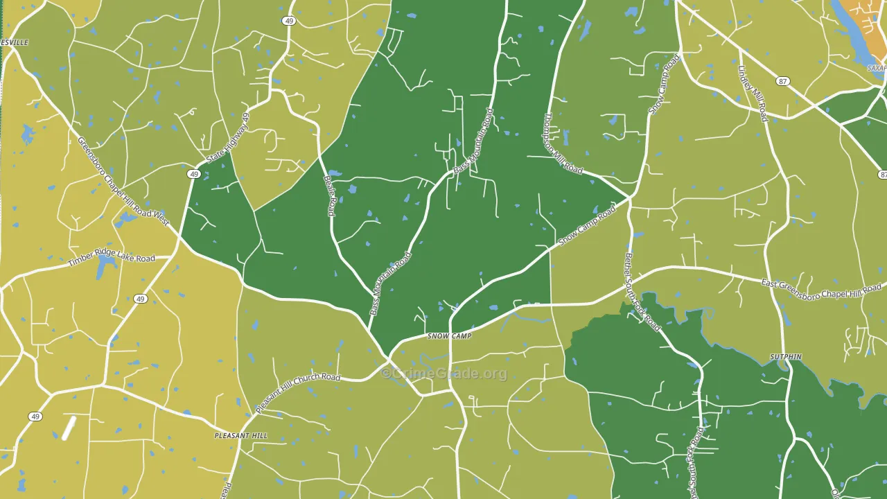Snow Camp, NC Map of Murder Rates