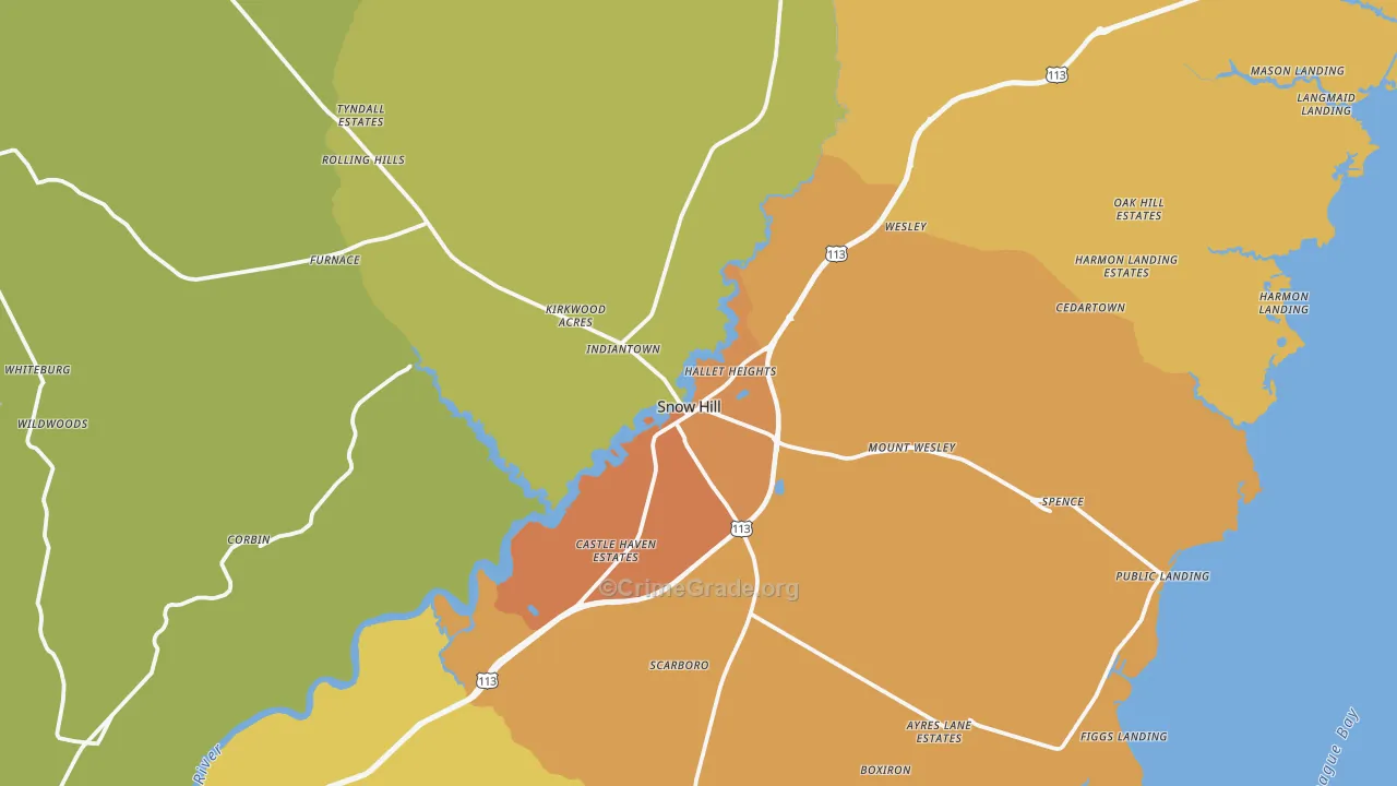 Snow Hill, MD Map of Murder Rates