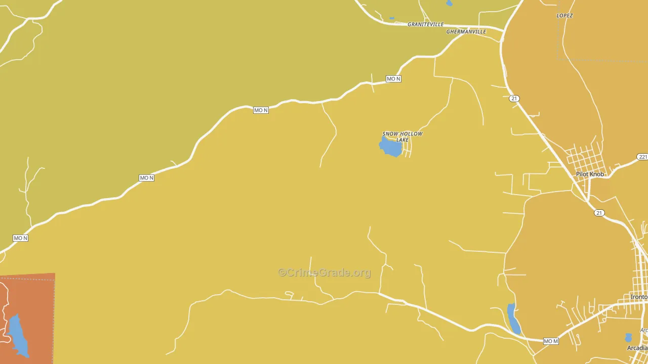 Snow Hollow Lake, MO Map of Murder Rates