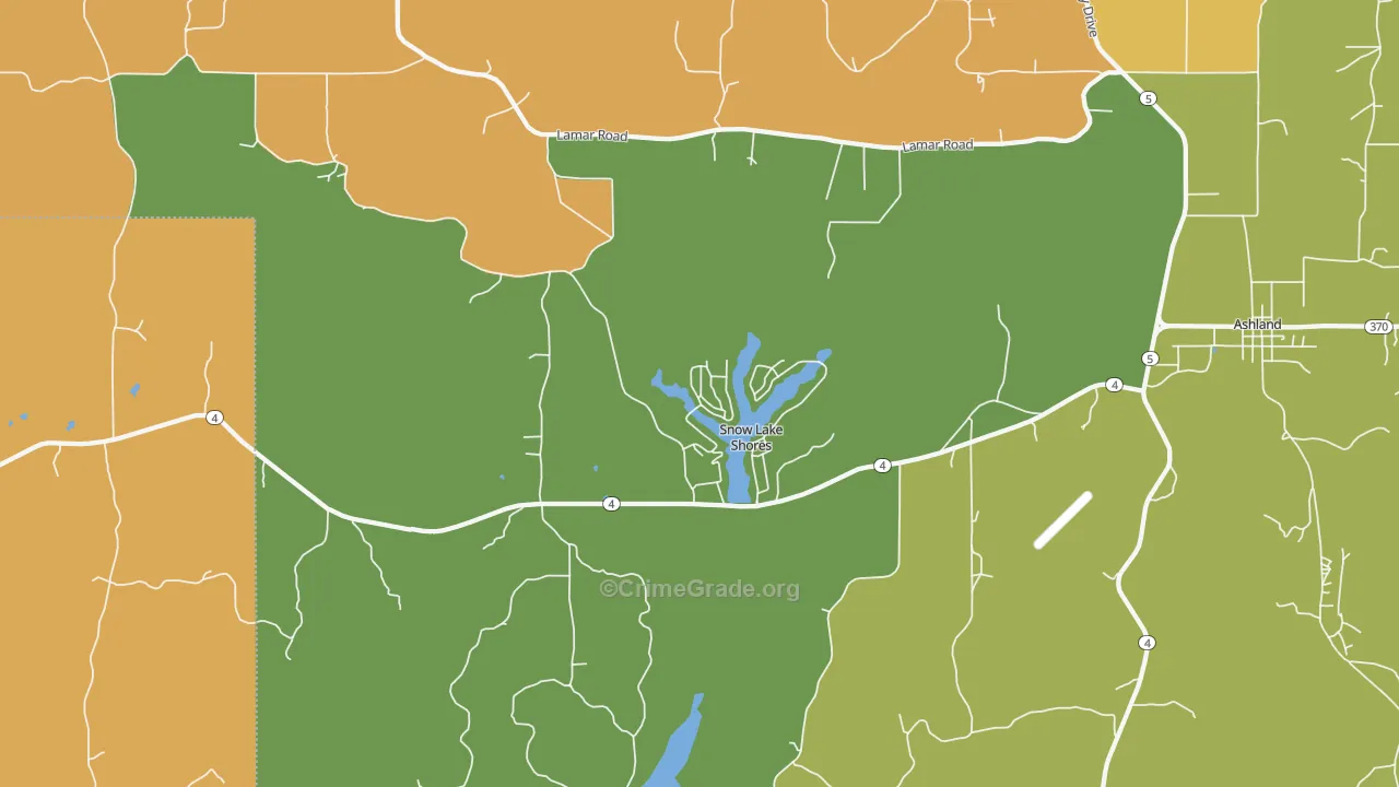 Snow Lake Shores, MS Map of Murder Rates