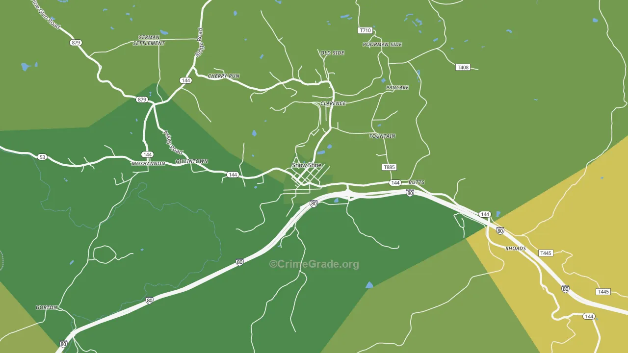 Snow Shoe, PA Map of Murder Rates