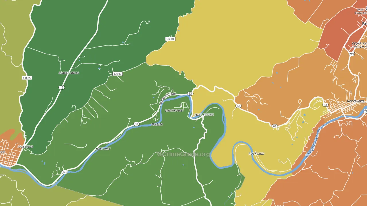 Snowflake, WV Map of Murder Rates