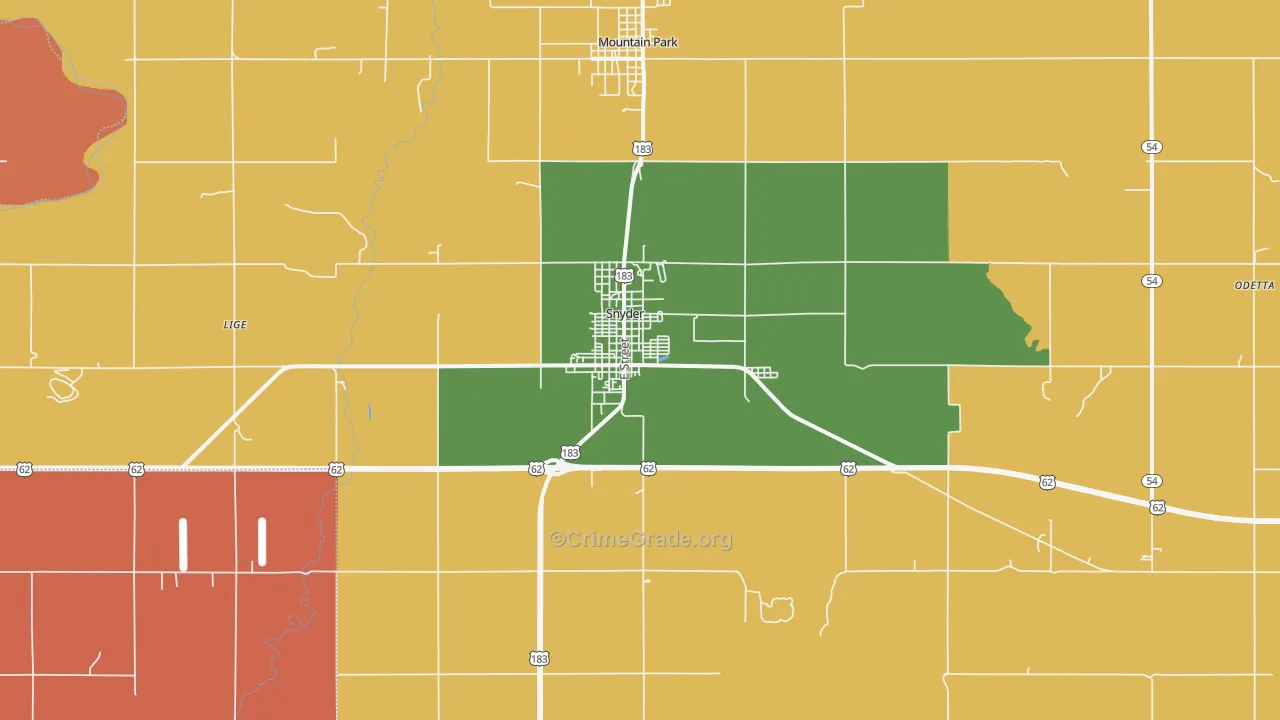 Snyder, OK Map of Murder Rates