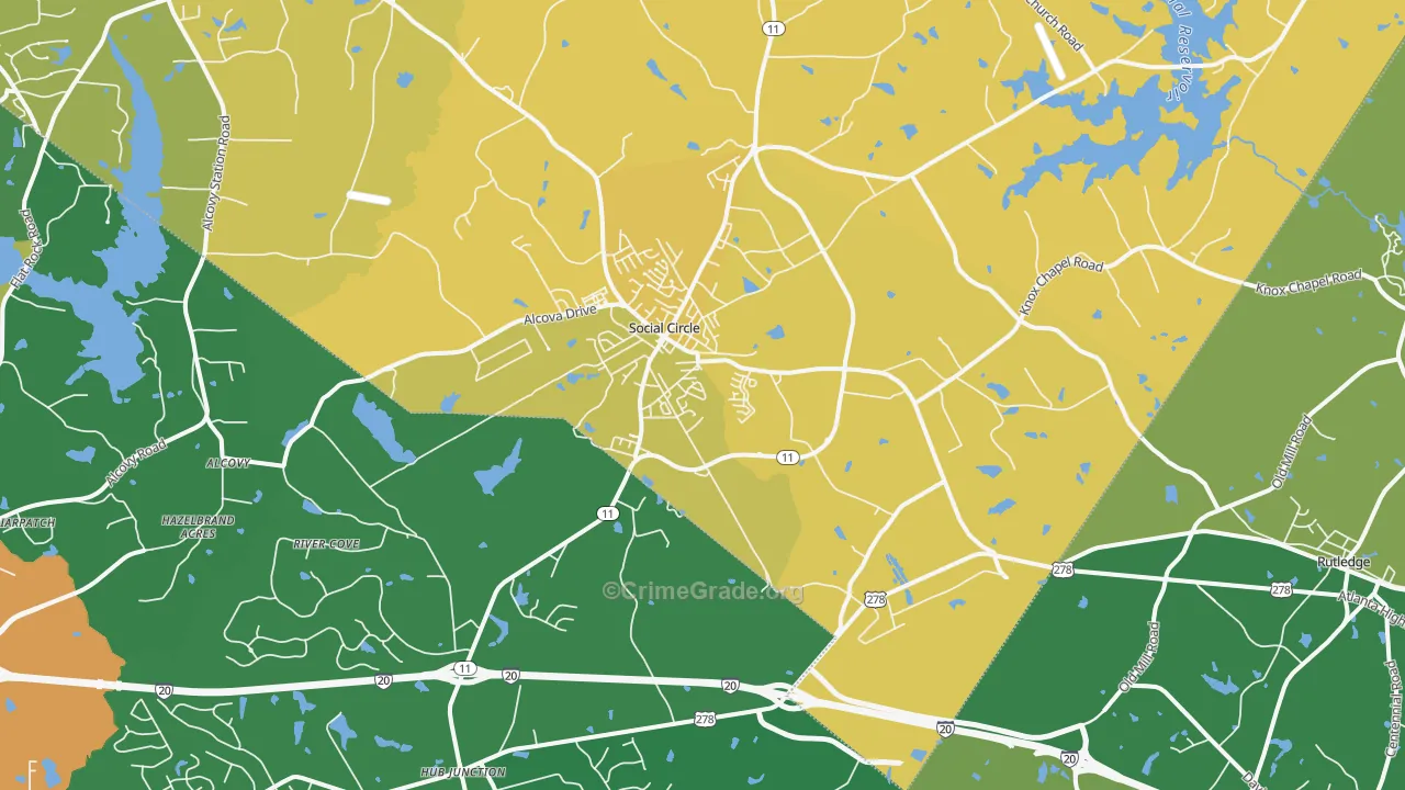 Social Circle, GA Map of Murder Rates