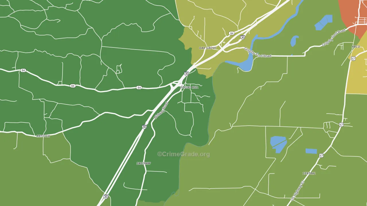 Social Hill, AR Map of Murder Rates