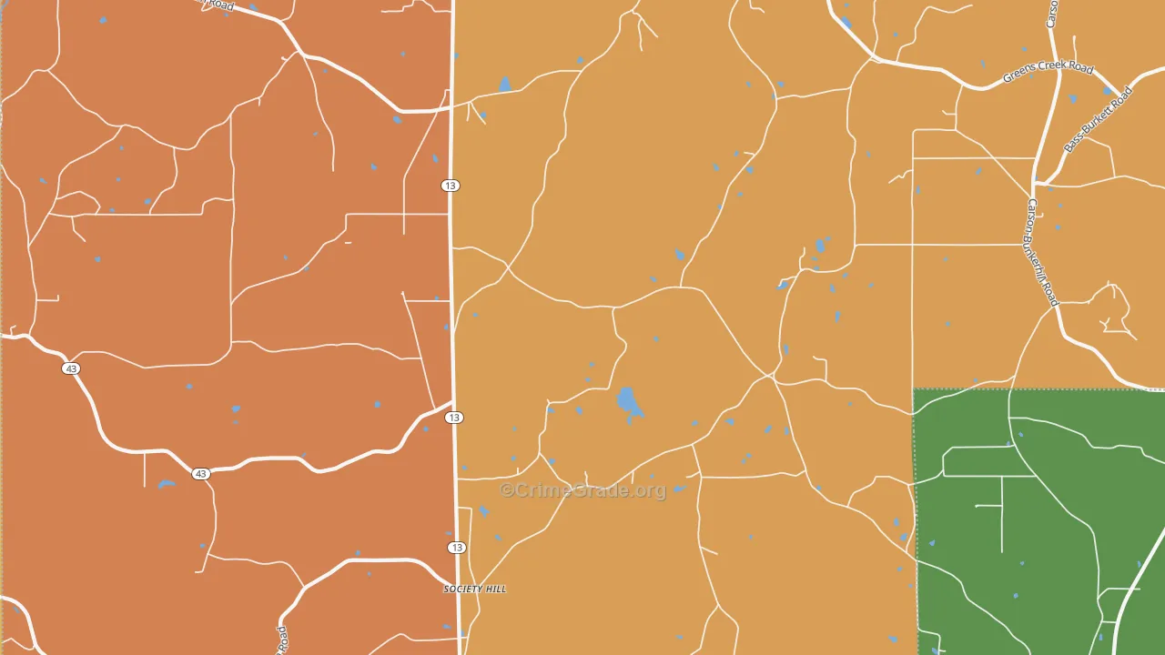 Society Hill, MS Map of Murder Rates