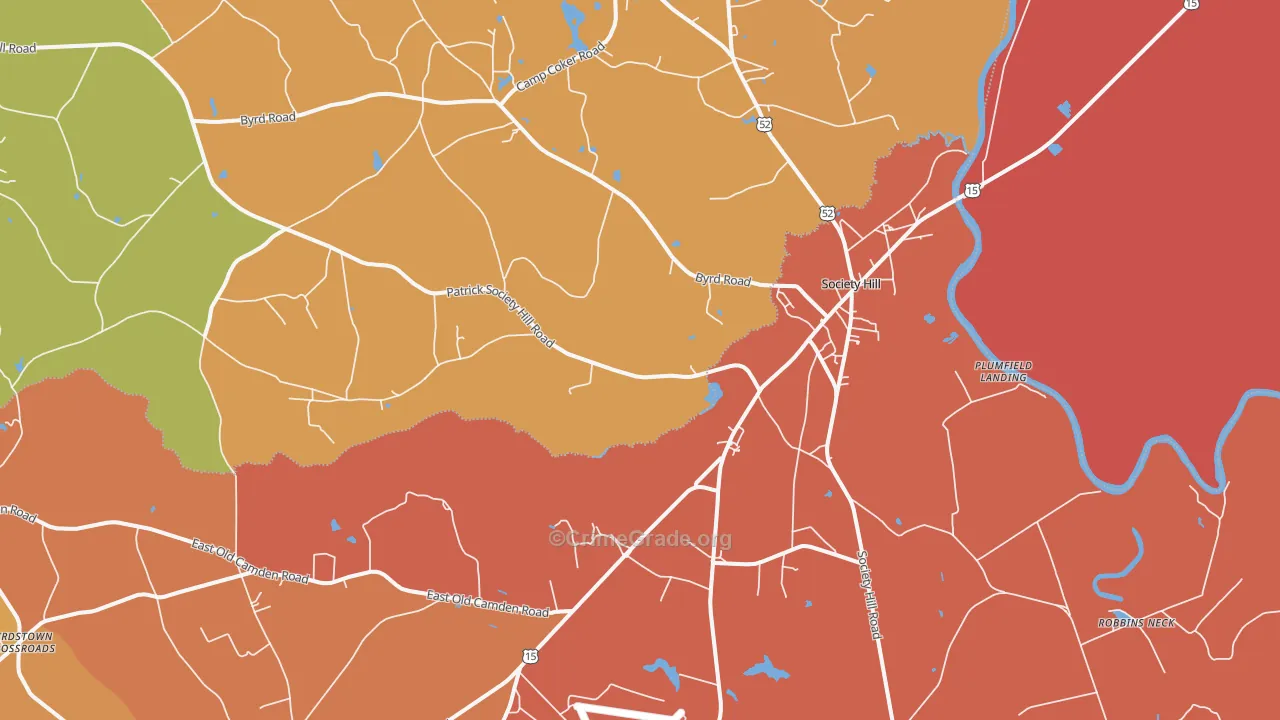 Society Hill, SC Map of Murder Rates