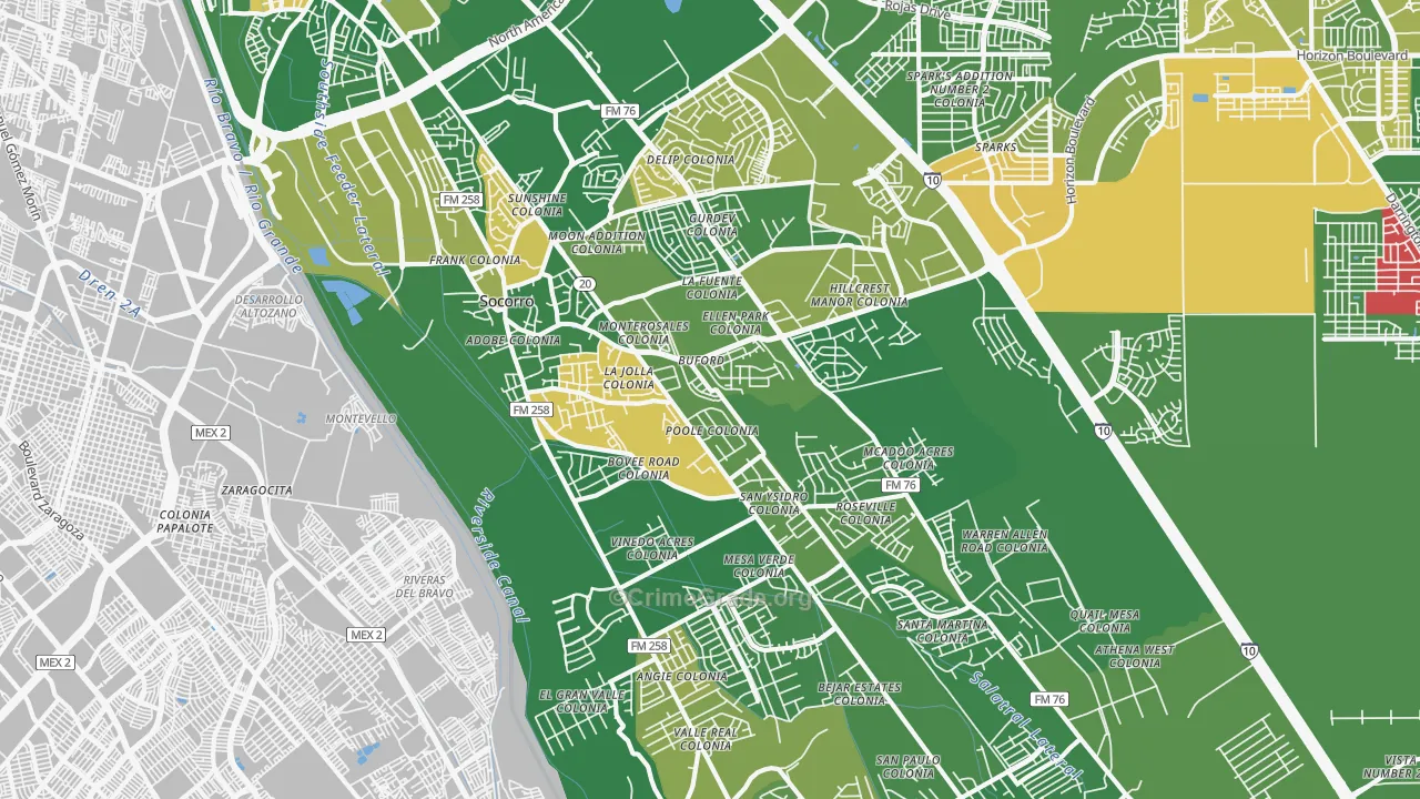 Socorro, TX Map of Murder Rates