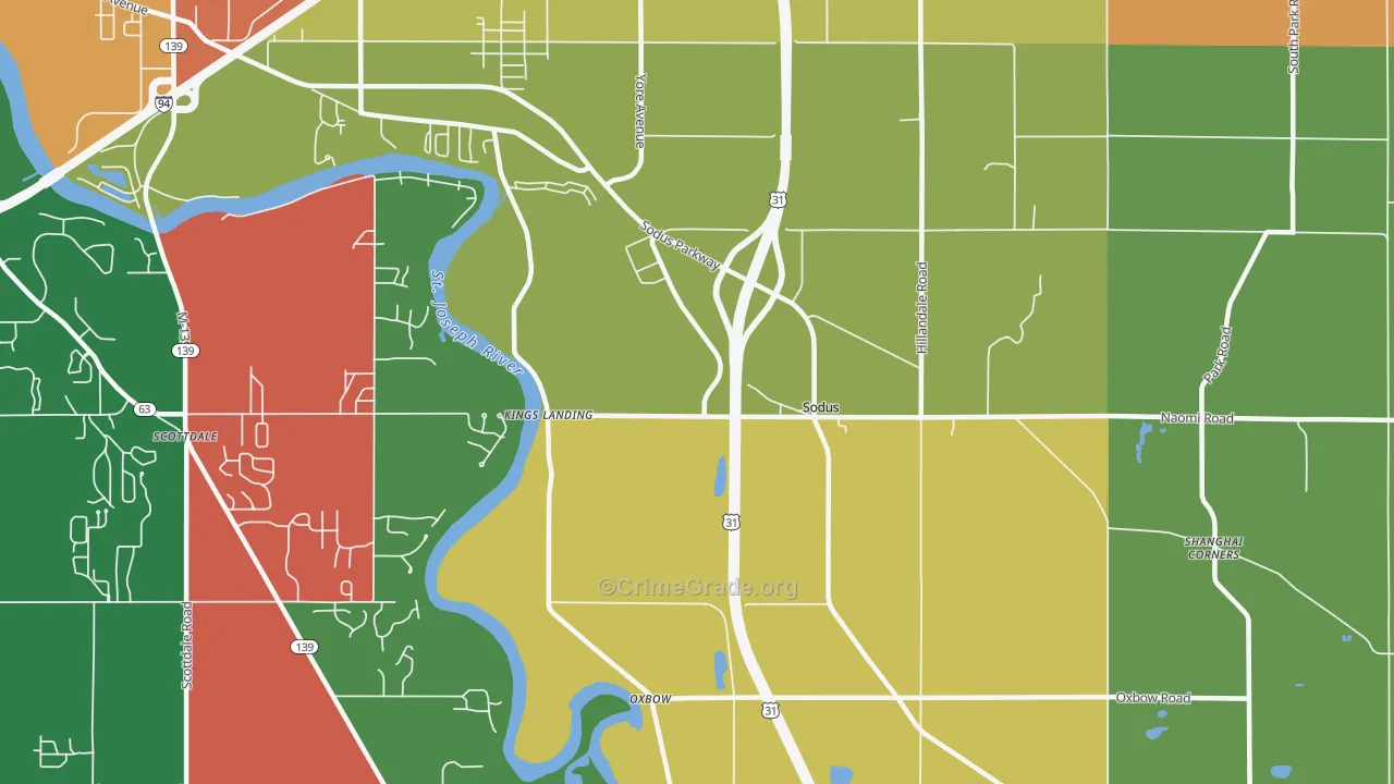Sodus, MI Map of Murder Rates
