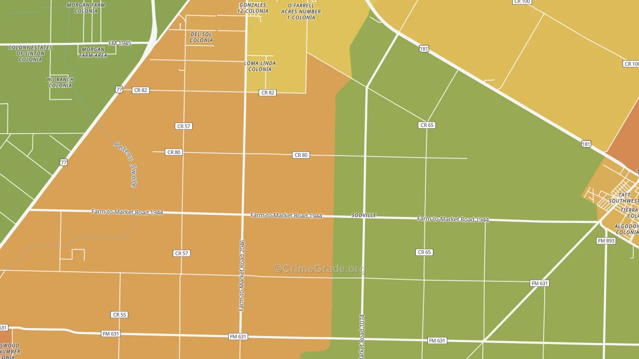 Sodville, TX Map of Murder Rates