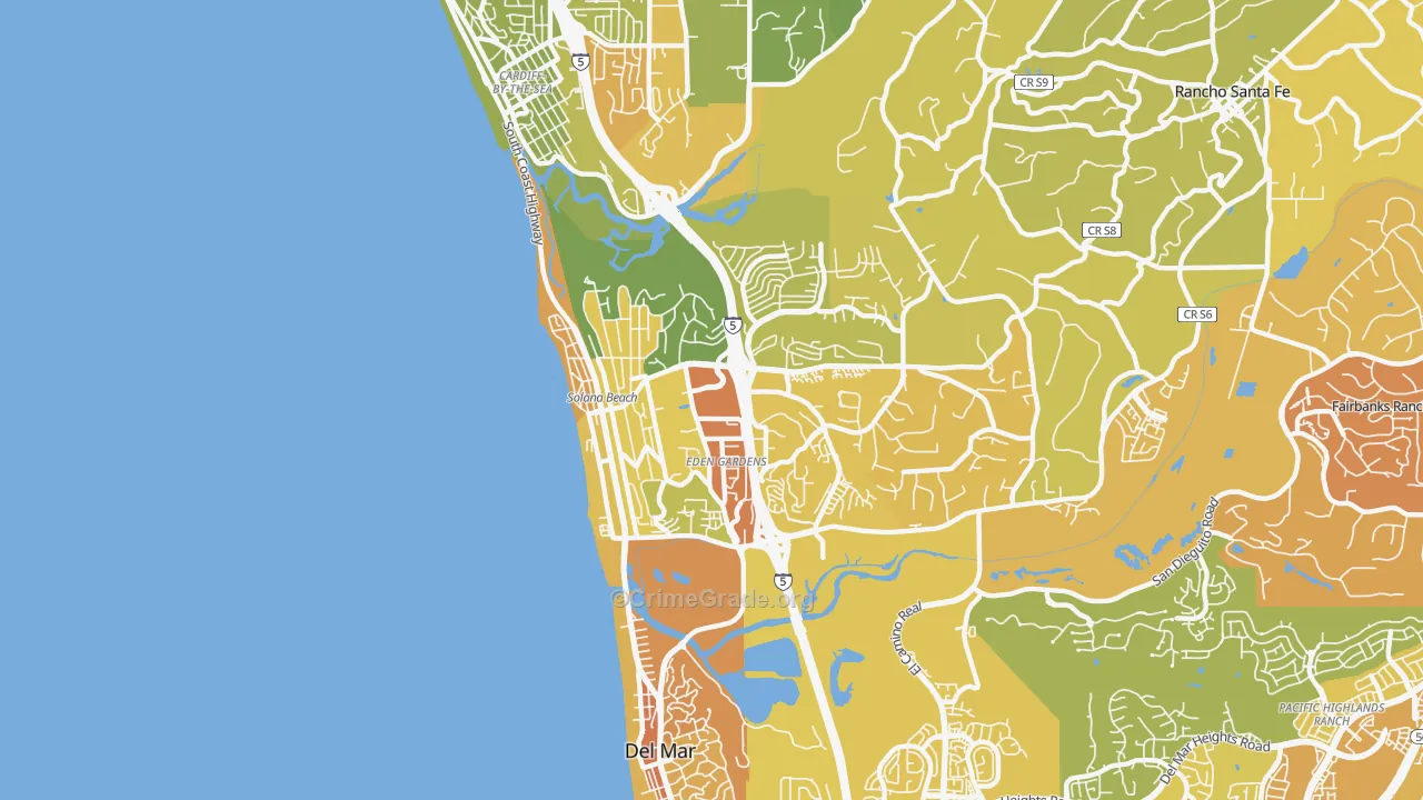 Solana Beach, CA Map of Murder Rates