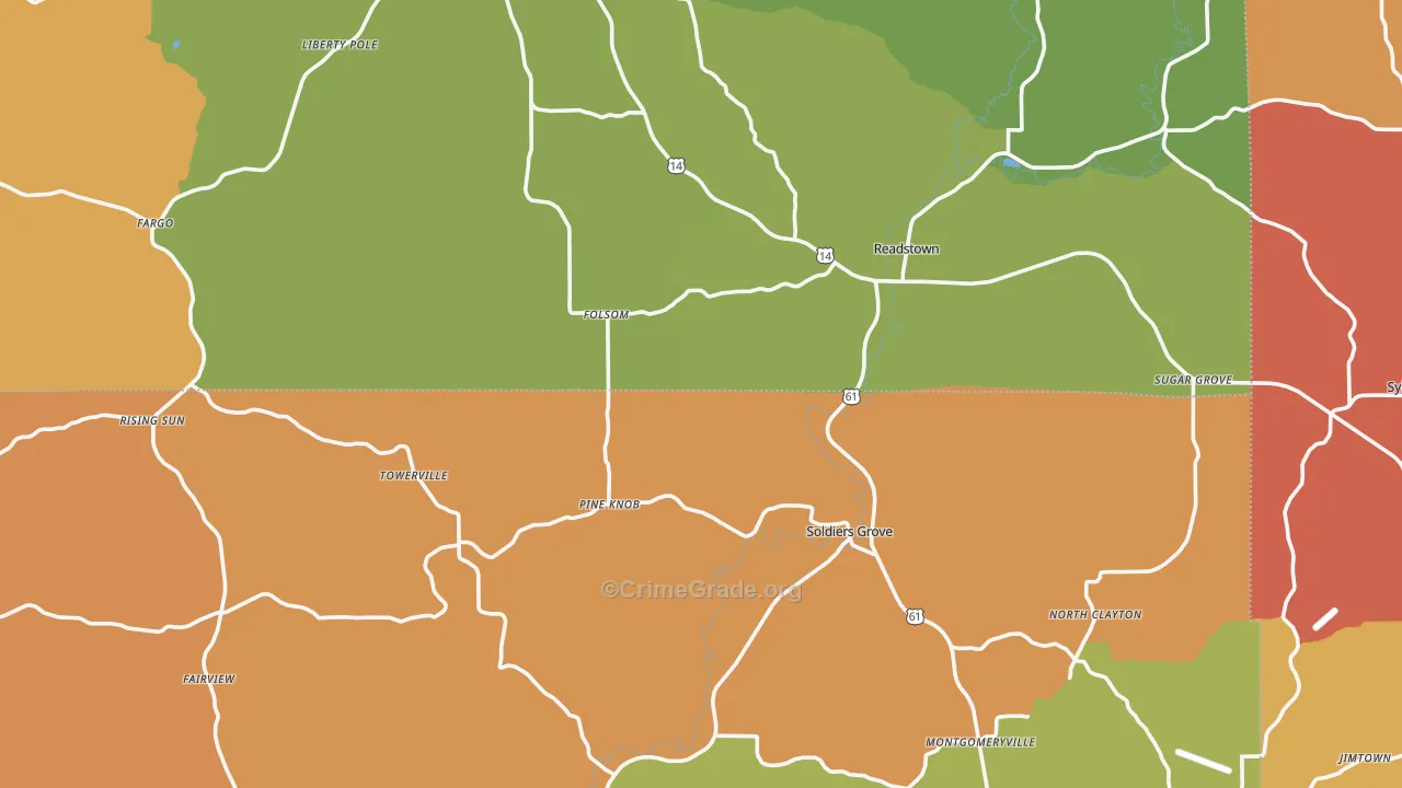 Soldiers Grove, WI Map of Murder Rates