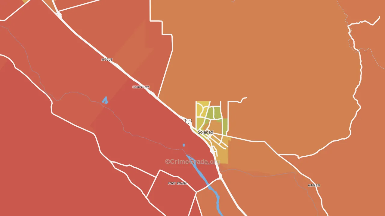 Soledad, CA Map of Murder Rates
