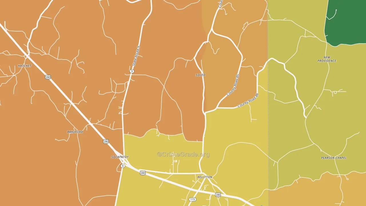 Soleo, AL Map of Murder Rates