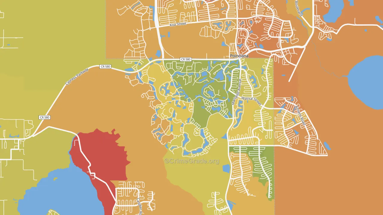 Solivita, Poinciana, FL Map of Murder Rates