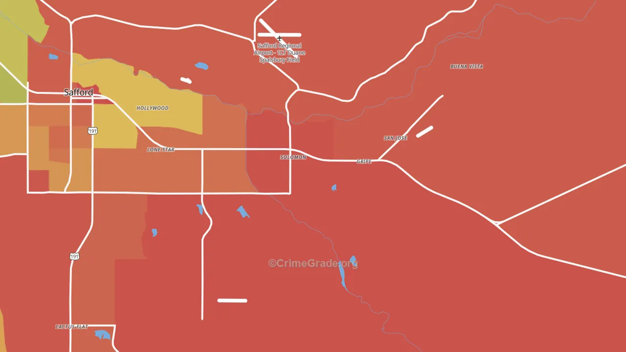 Solomon, AZ Map of Murder Rates