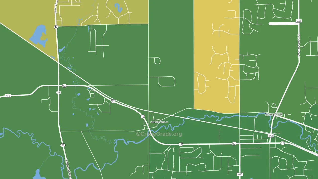Solon Mills, IL Map of Murder Rates