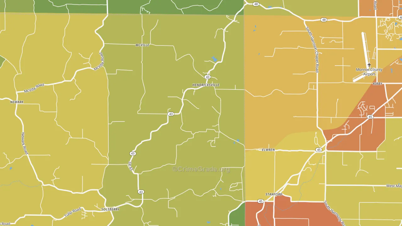 Solsberry, IN Map of Murder Rates