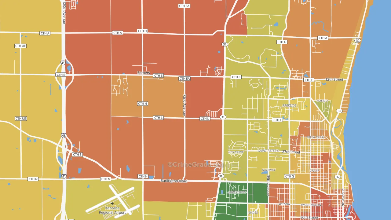 Somers, WI Map of Murder Rates