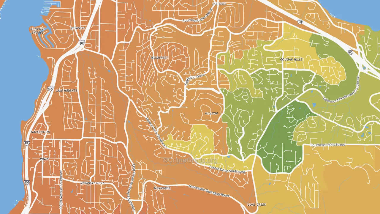 Somerset, Bellevue, WA Map of Murder Rates