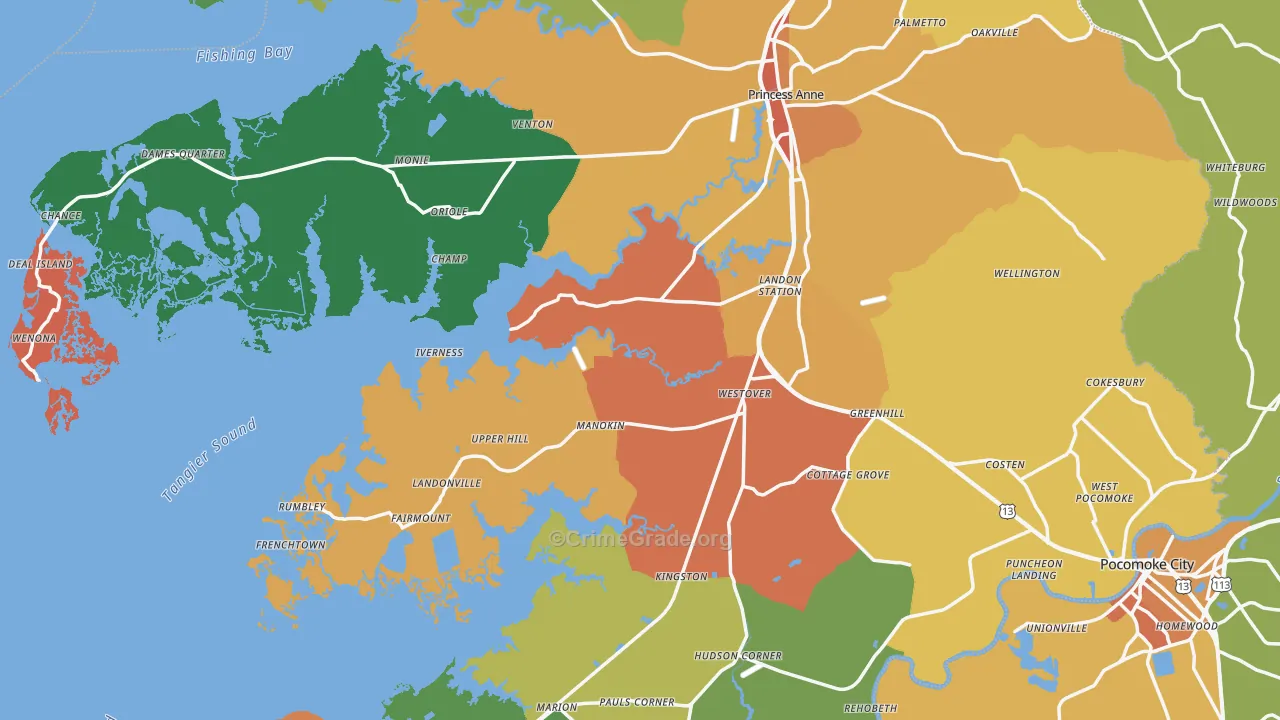 Somerset County, MD Map of Murder Rates