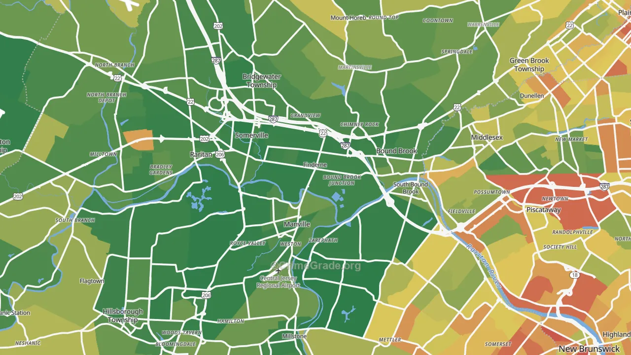 Somerset County, NJ Map of Murder Rates