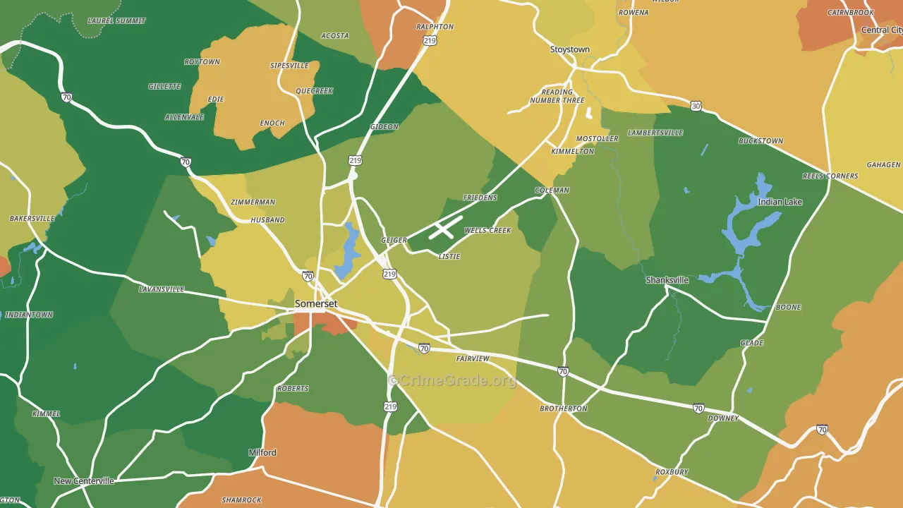 Somerset County, PA Map of Murder Rates