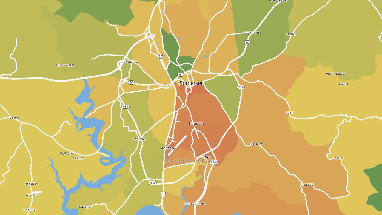 Somerset, KY Map of Murder Rates