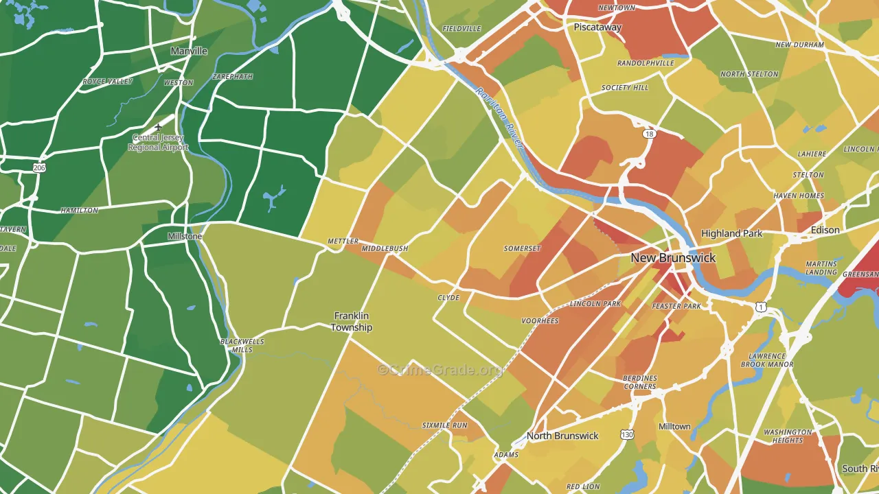 Somerset, NJ Map of Murder Rates