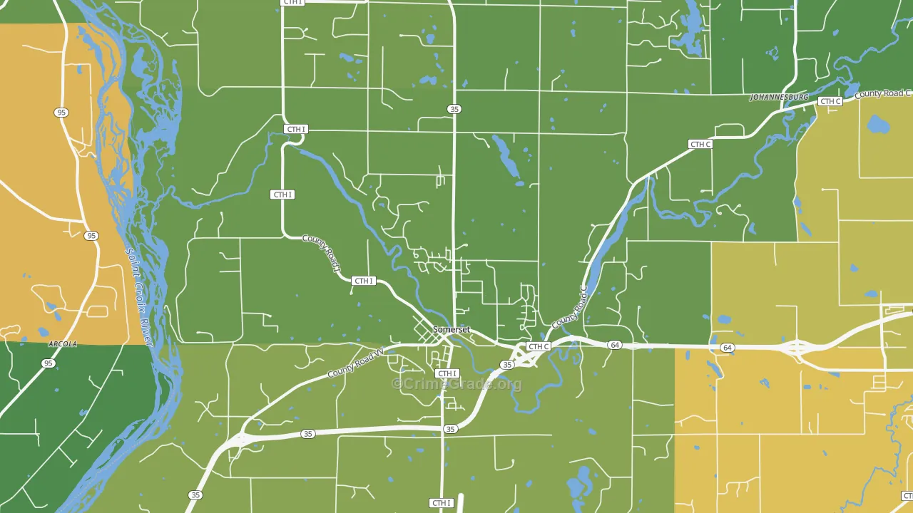 Somerset, WI Map of Murder Rates