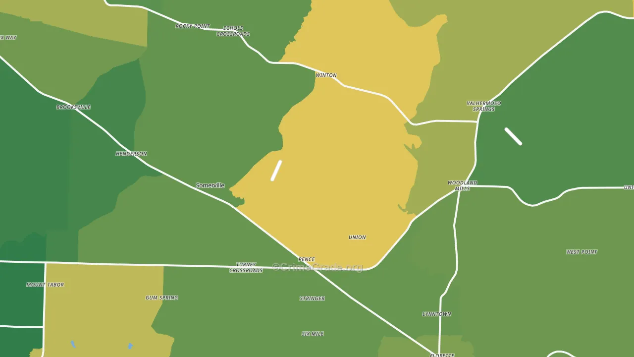 Somerville, AL Map of Murder Rates