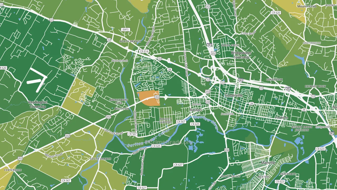 Somerville, NJ Map of Murder Rates
