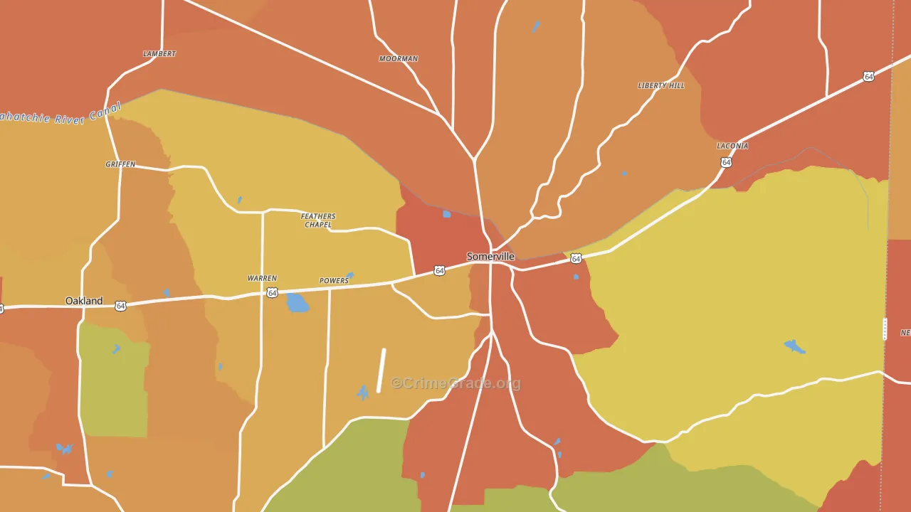 Somerville, TN Map of Murder Rates