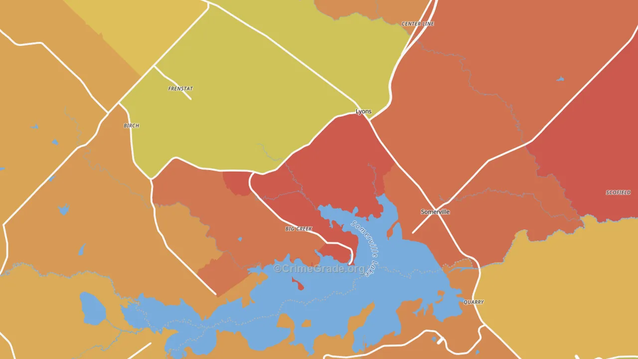 Somerville, TX Map of Murder Rates