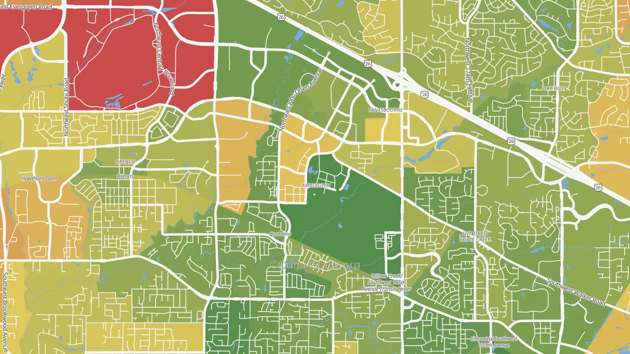 Sommerset West-Elmonica South, Hillsboro, OR Map of Murder Rates