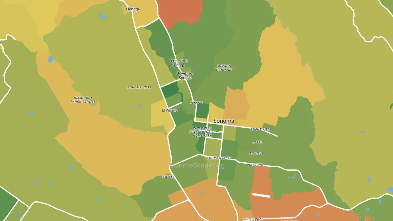 Sonoma, CA Map of Murder Rates