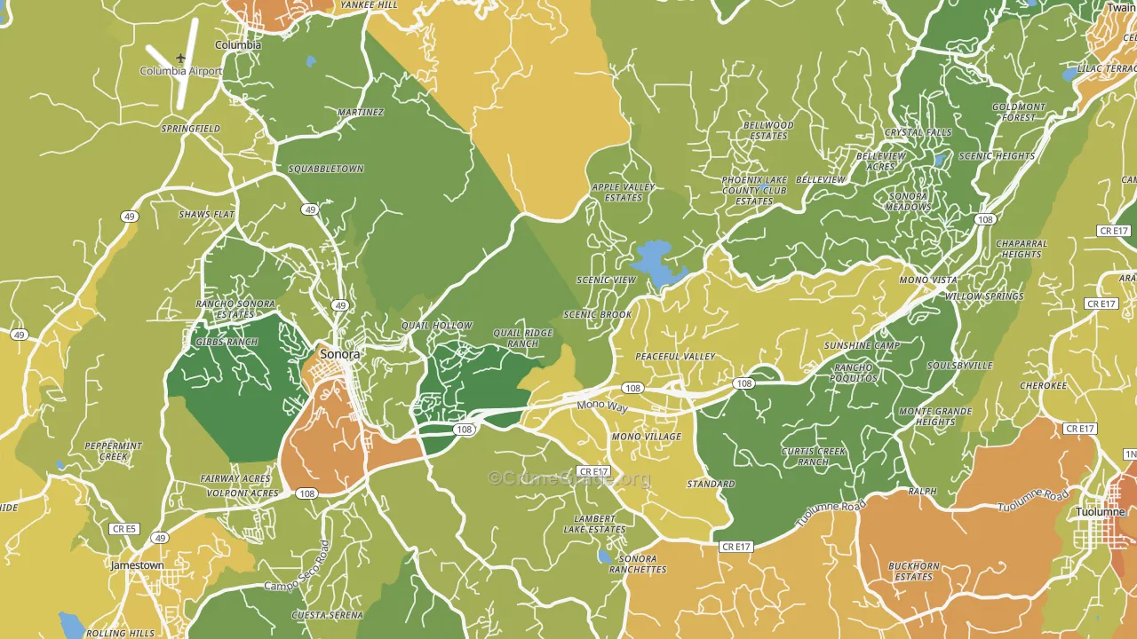 Sonora, CA Map of Murder Rates