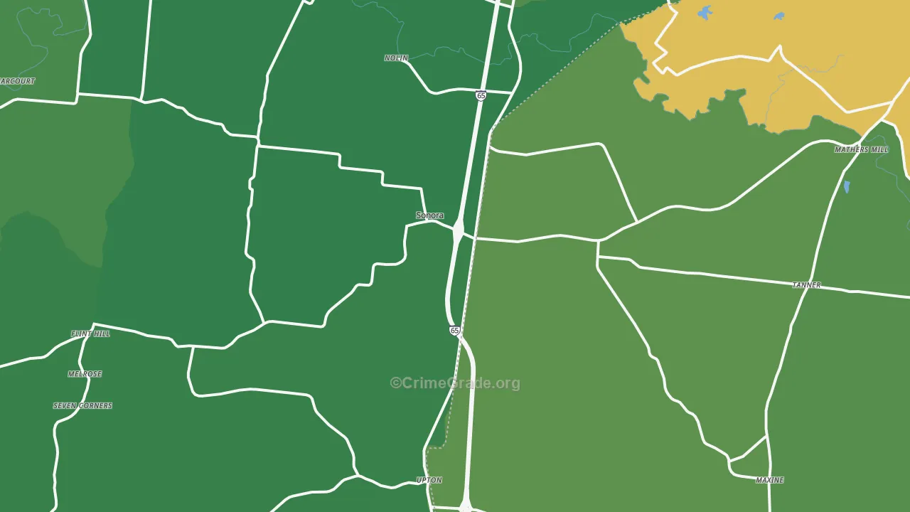 Sonora, KY Map of Murder Rates