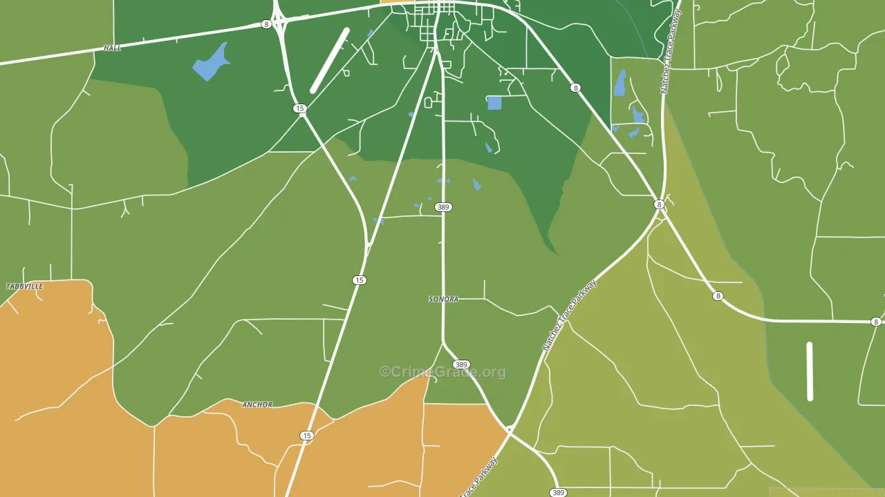 Sonora, MS Map of Murder Rates
