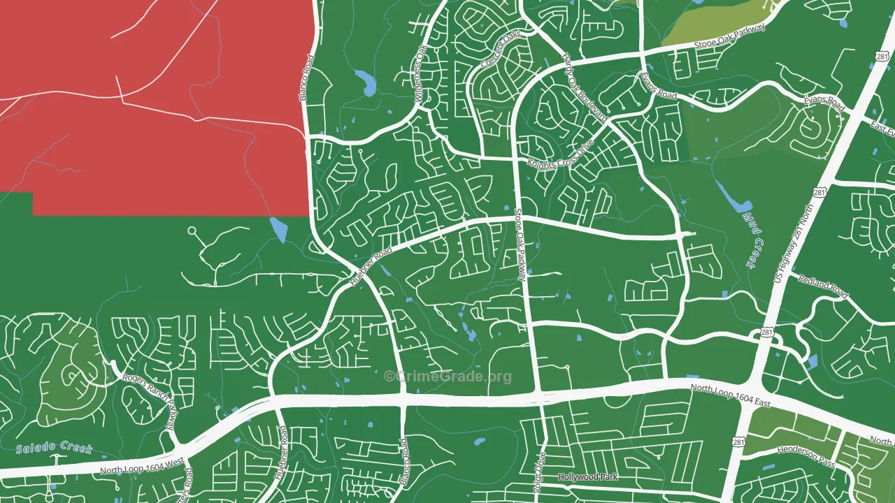Sonterra-Stone Oak, San Antonio, TX Map of Murder Rates