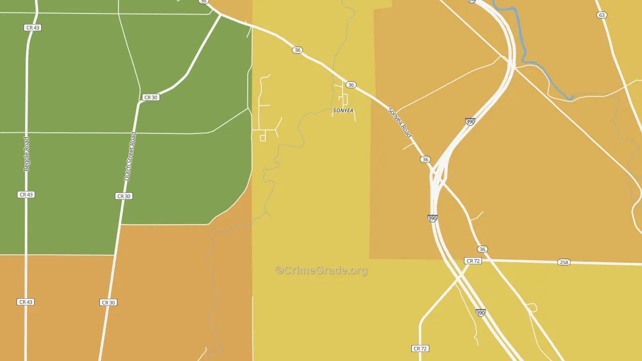 Sonyea, NY Map of Murder Rates