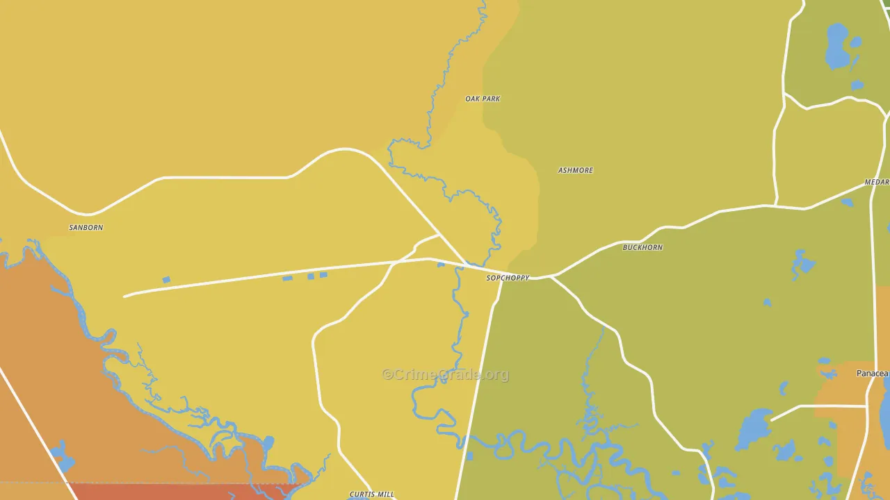Sopchoppy, FL Map of Murder Rates