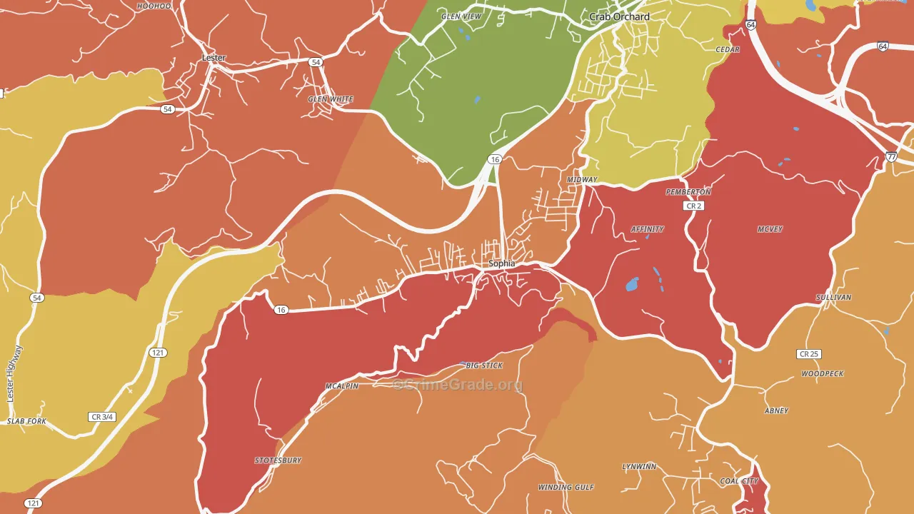 Sophia, WV Map of Murder Rates